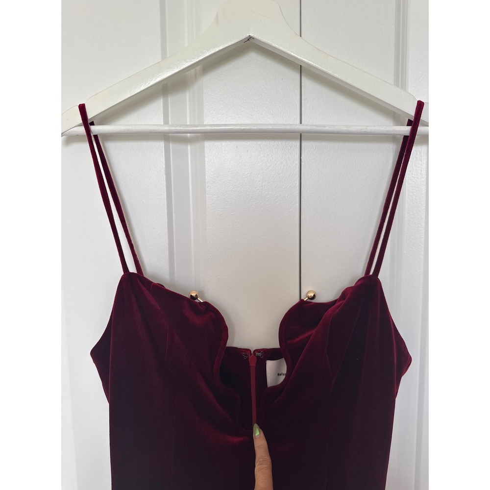 Reformation Katya Velvet Maxi Dress Burgundy Merlot Red XL New With Tags - Picture 2 of 6